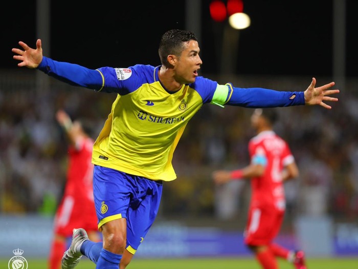 Cristiano Ronaldo mencetak empat gol saat Al Nassr bertandang ke Stadion King Abdul Aziz, Mekkah, markas Al Wahda dalam pertandingan Liga Arab Saudi, Jumat 10 Februari 2023 dini hari WIB.