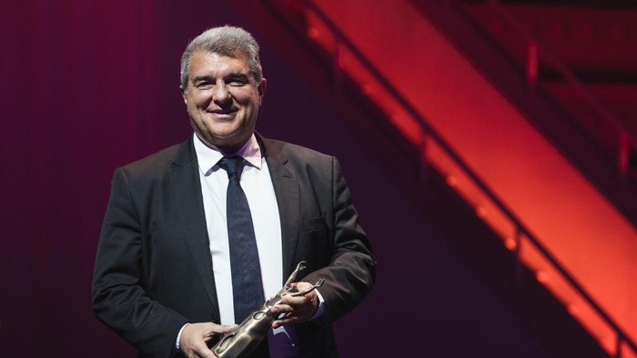 BARCELONA, SPAIN - FEBRUARY 06: Joan Laporta onstage during 75th Mundo Deportivo Awards Gala, at Museu Nacional d’Art de Catalunya (MNAC), on February 06, 2023 in Barcelona, Spain. (Photo by Cesc Maymo/WireImage)