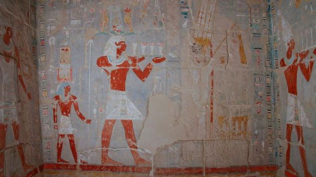 A view of the 4,000-year-old tomb of Meru, the oldest site accessible to the public on Luxor's West Bank, home to some of its most spectacular Pharaonic monuments including the Valley of the Kings, after restoration by a Polish mission in Luxor and Egyptian archaeologists, by the Egyptian Tourism Ministry of Antiquities, Egypt February 9, 2023. The Egyptian Ministry of Antiquities/Handout via REUTERS ATTENTION EDITORS - THIS IMAGE HAS BEEN SUPPLIED BY A THIRD PARTY.
