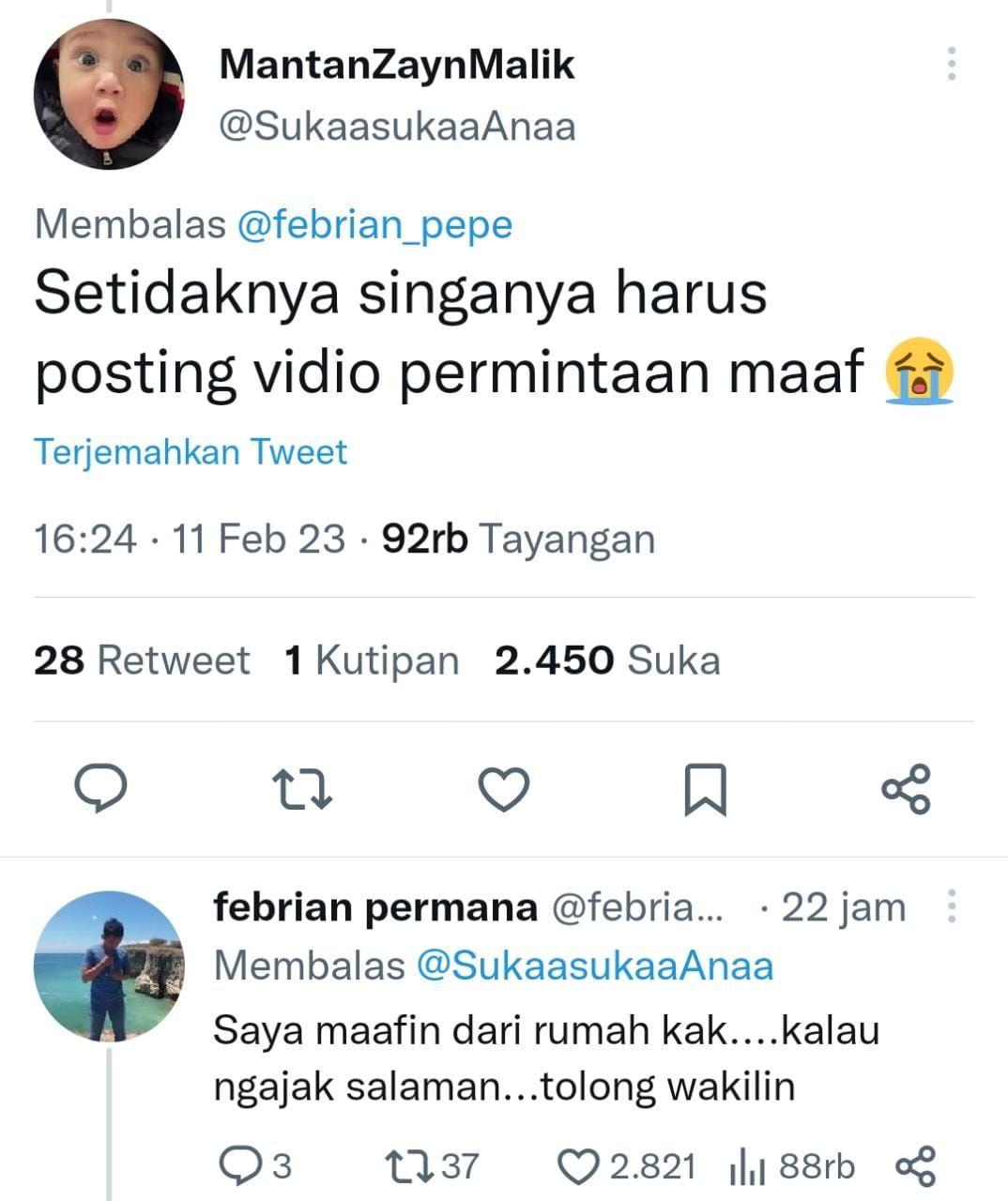 Cuitan kocak pemilik mobil yang ditabrak singa dan netizen