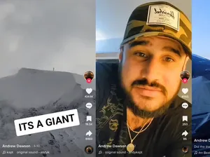 Pria Ini Videokan Sosok Mirip Raksasa di Atas Gunung, Habis Itu Hilang