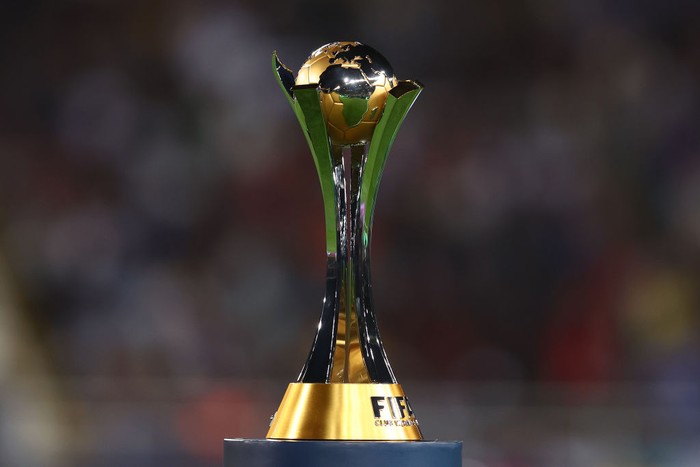 RABAT, MOROCCO - FEBRUARY 11: The FIFA Club World Cup trophy is seen ahead of the FIFA Club World Cup Morocco 2022 Final match between Real Madrid and Al Hilal at Prince Moulay Abdellah on February 11, 2023 in Rabat, Morocco. (Photo by Chris Brunskill/Fantasista/Getty Images)