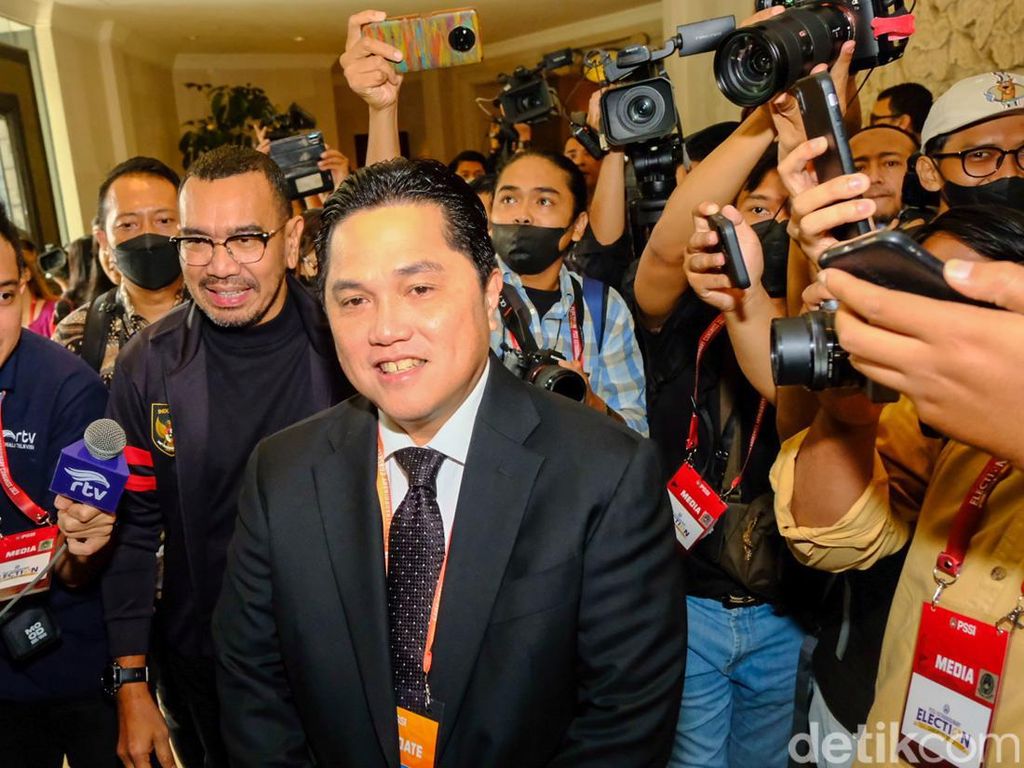 Ekspresi Erick Thohir Usai Terpilih Jadi Ketua Umum PSSI