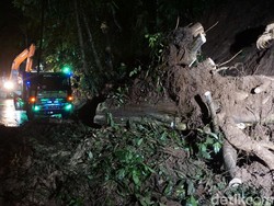 Tebing 8 Meter Longsor Lumpuhkan Jalur Wisata Pacet-Trawas di Mojokerto