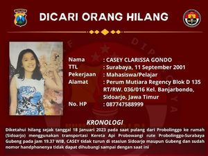 Mahasiswi Asal Sidoarjo Ini Dilaporkan Hilang