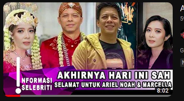 Heboh Ariel NOAH dan Marchella FP ternyata sudah mernikah.