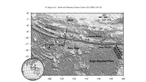 Bathymetric map of the Java margin