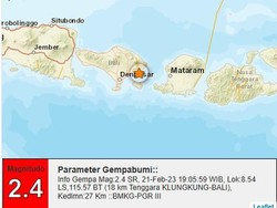 Gempa Magnitudo 2,4 Guncang Klungkung Malam Ini