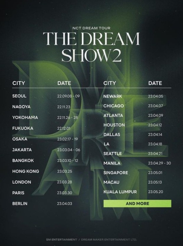 Poster jadwal konser dunia NCT Dream.