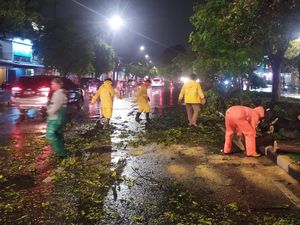 Hujan Lebat Banjiri 2 Kawasan di Surabaya-Tumbangkan Sebuah Pohon