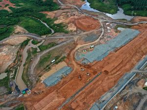 Foto Udara Proyek Bendungan yang Jadi Sumber Air 2 Juta Orang di IKN