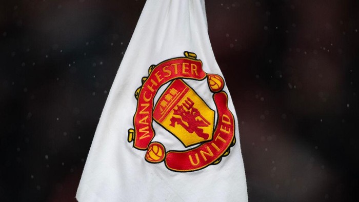 MANCHESTER, ENGLAND - JANUARY 03: The Manchester United club badge on a corner flag during the Premier League match between Manchester United and AFC Bournemouth at Old Trafford on January 3, 2023 in Manchester, United Kingdom. (Photo by Visionhaus/Getty Images)