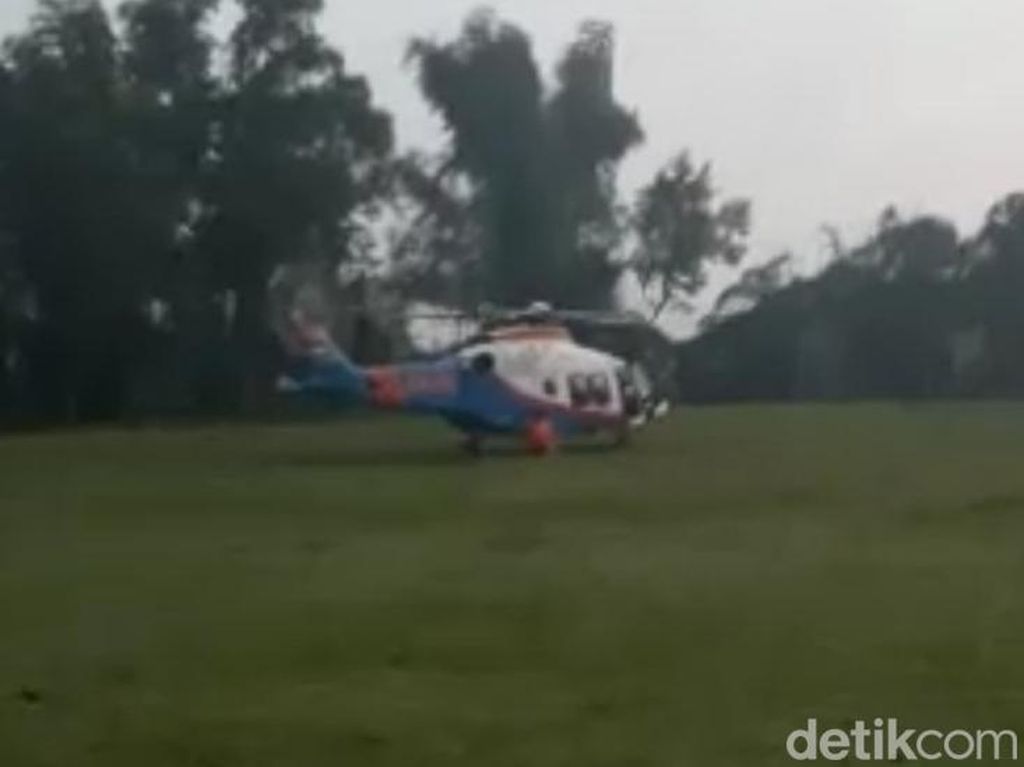 Helikopter Kapolda Jatim Kembali ke Surabaya Usai Mendarat Darurat