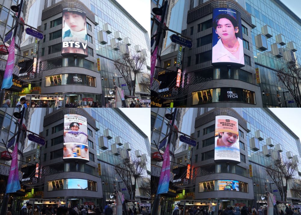 Iklan V BTS yang dipesan oleh para penggemar telah menghiasi kawasan ramai di Seoul.