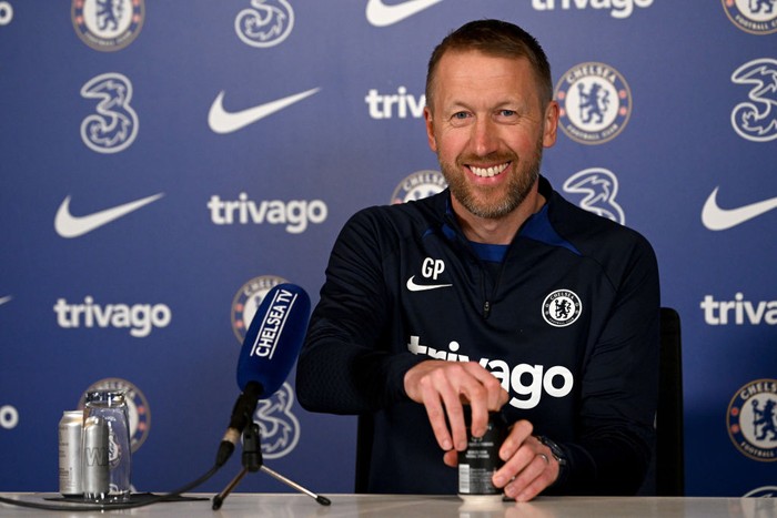 COBHAM, ENGLAND - FEBRUARY 24: Graham Potter of Chelsea during a press conference at Chelsea Training Ground on February 24, 2023 in Cobham, England. (Photo by Darren Walsh/Chelsea FC via Getty Images)