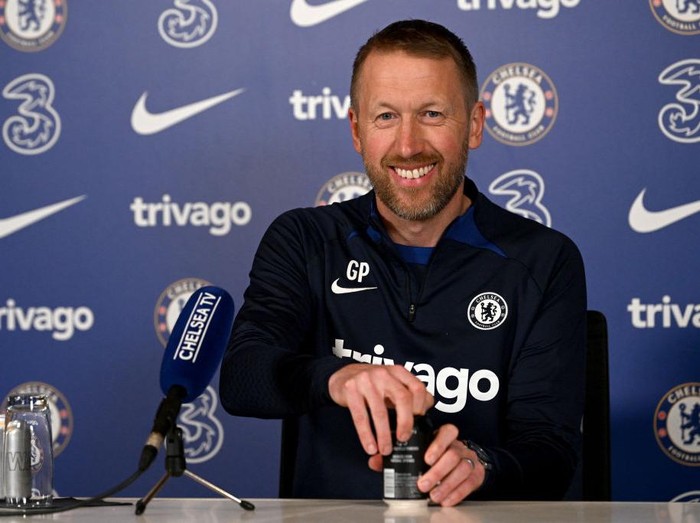 COBHAM, ENGLAND - FEBRUARY 24: Graham Potter of Chelsea during a press conference at Chelsea Training Ground on February 24, 2023 in Cobham, England. (Photo by Darren Walsh/Chelsea FC via Getty Images)