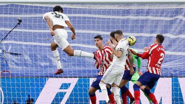 MADRID, SPAIN - FEBRUARY 25: Álvaro Rodríguez, of Real Madrid, in action during the LaLiga Santander match between Real Madrid CF and Atletico de Madrid at Estadio Santiago Bernabeu on February 25, 2023 in Madrid, Spain. (Photo by Victor Carretero/Real Madrid via Getty Images)