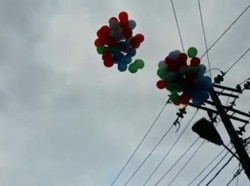 Sambar Tiang Listrik, Balon yang Diterbangkan Wali Kota Tanjungbalai Meledak