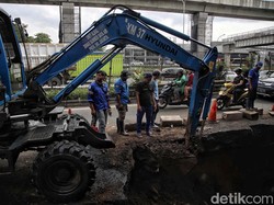 Perbaikan Jalan Amblas di Cilandak Jaksel Ditargetkan Kelar Sepekan