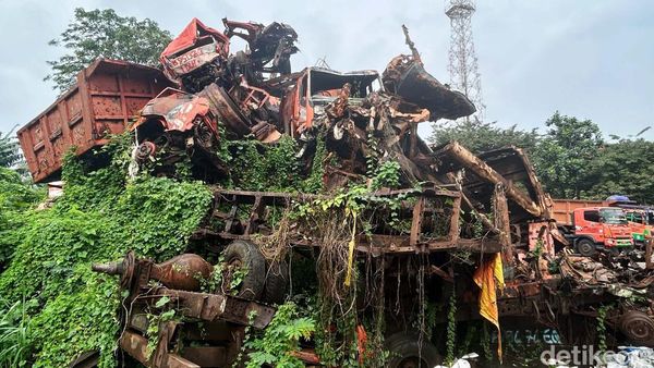 Potret Kuburan Truk Sampah Ditumbuhi Rumput Liar di Jaksel