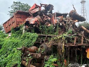 Potret Kuburan Truk Sampah Ditumbuhi Rumput Liar di Jaksel