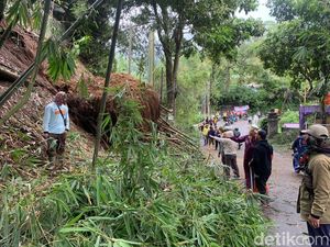 Hujan dan Angin Kencang Picu Longsor Seret Pohon di Dekat Curug Pelangi