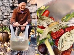 Viral! Nenek Ini Santai Masak Sup Ikan Pakai Kantong Plastik
