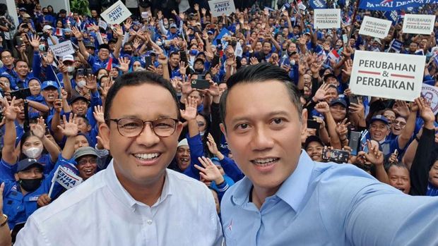 Anies Baswedan bersama Ketua Umum Partai Demokrat Agus Harimurti Yudhoyono