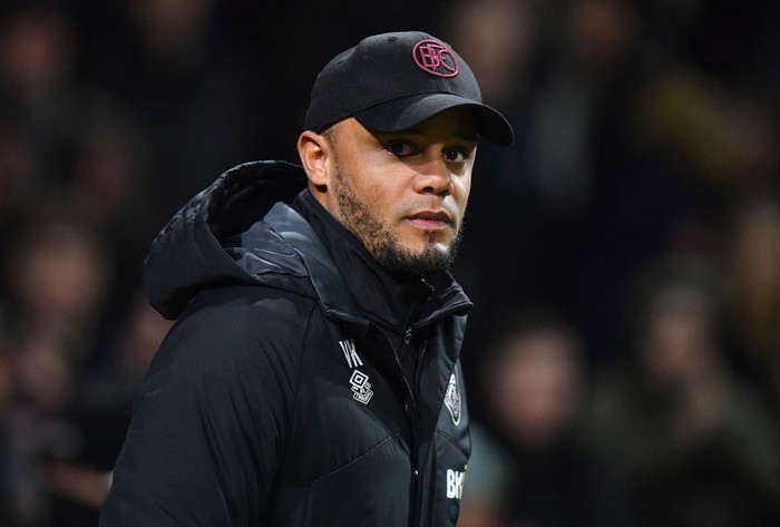 BURNLEY, ENGLAND - MARCH 01: Burnleys Manager Vincent Kompany during the The Emirates FA Cup Fifth Round match between Burnley and Fleetwood Town at Turf Moor on March 1, 2023 in Burnley, England. (Photo by Dave Howarth - CameraSport via Getty Images)