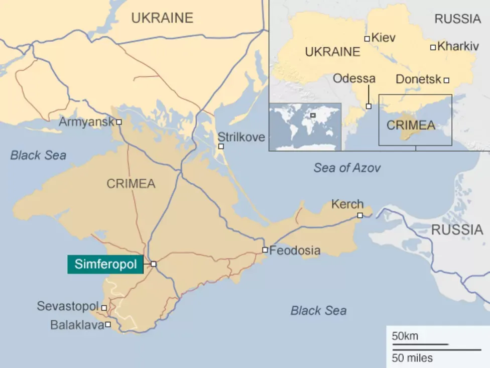 Wilayah Krimea, bagian Ukraina yang dianeksasi Rusia tahun 2014. (BBC)