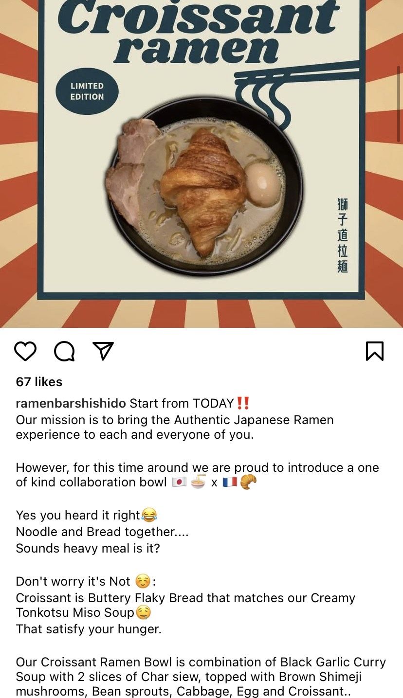 Sekte Baru Ramen Disajikan Pakai Topping Croissant
