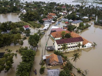 Penampakan Udara Banjir yang Rendam Muaragembong Bekasi