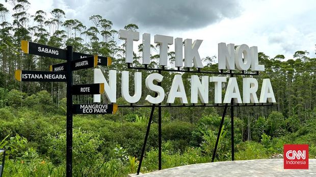 Titik Nol Nusantara di IKN, Kaltim, Sabtu (4/3).