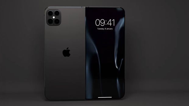 Apple Foldable Phone Concept. (Tangakapan Layar Youtube #ios beta news)