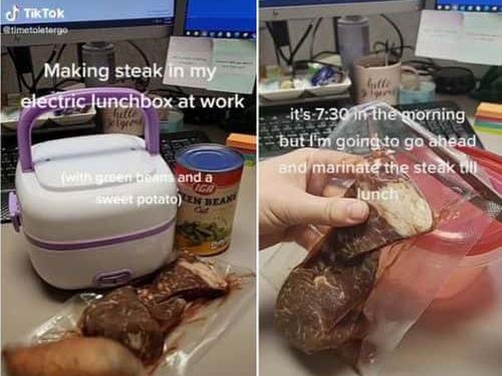 Masak Steak di Meja Kantor, Wanita Ini Dinilai Terlalu Ribet