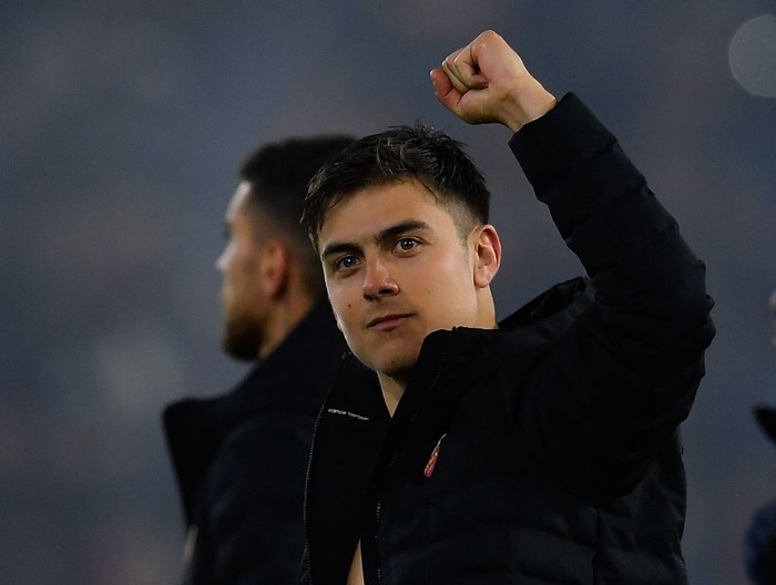 ROME, ITALY - MARCH 05:  Paulo Dybala of AS Roma celebrates the victory at the end of the Serie A match between AS Roma and Juventus at Stadio Olimpico on March 05, 2023 in Rome, Italy. (Photo by Silvia Lore/Getty Images)