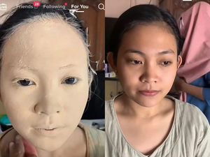 Viral Transformasi Pengantin Makeup bak Ditepungin, Wajahnya Jadinya Begini