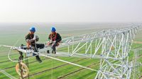 Aksi Teknisi di Atas Pembangkit Listrik Tenaga Nuklir Setinggi 70 Meter