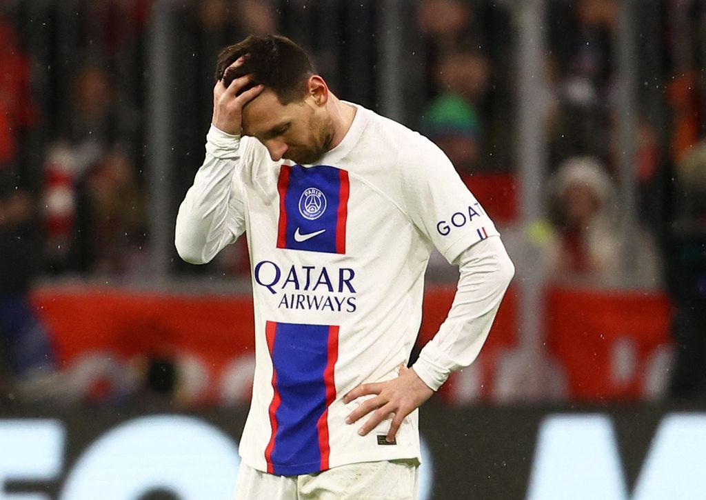 Soccer Football - Champions League - Round of 16 - Second Leg - Bayern Munich v Paris St Germain - Allianz Arena, Munich, Germany - March 8, 2023  Paris St Germain's Lionel Messi reacts REUTERS/Kai Pfaffenbach     TPX IMAGES OF THE DAY