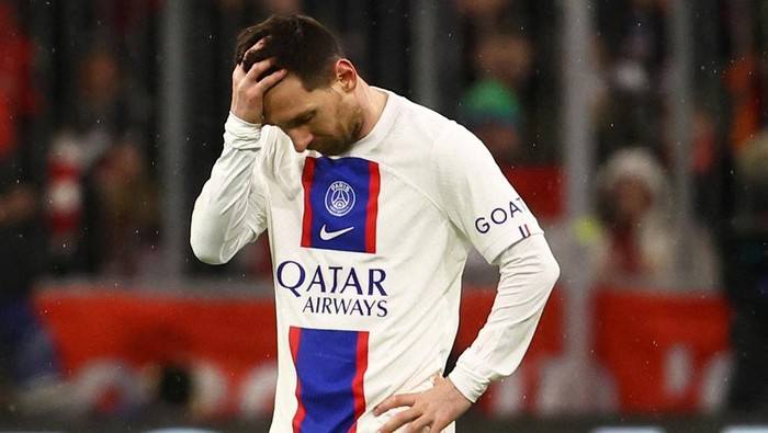 Soccer Football - Champions League - Round of 16 - Second Leg - Bayern Munich v Paris St Germain - Allianz Arena, Munich, Germany - March 8, 2023  Paris St Germains Lionel Messi reacts REUTERS/Kai Pfaffenbach     TPX IMAGES OF THE DAY