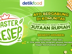 GRATIS! Gabung di Master Resep dan Dapatkan Voucher Makan Rp 1,5 Juta