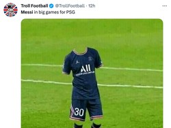 Meme ledekan langsung bertebaran di media sosial. Seperti ini contohnya, menyebut Messi bak lenyap kala menghadapi Bayern. (Foto: Twitter @TrollFootball)