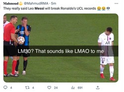 Inisial Messi mungkin LM30 lagi, tapi LMAO. (Foto: Twitter @MahmudRMA)