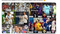 Meme Messi Dibully PSG Tersingkir, Dibanding-bandingkan Ronaldo