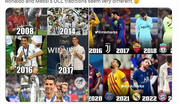 Meme Messi Dibully PSG Tersingkir, Dibanding-bandingkan Ronaldo