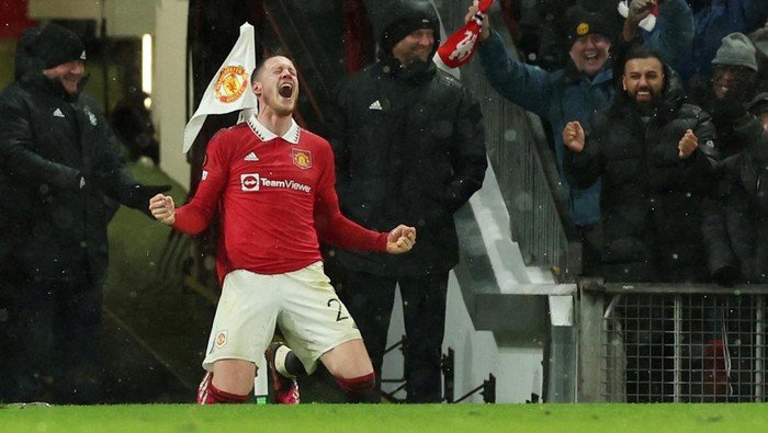 Soccer Football - Europa League - Round of 16 - First Leg - Manchester United v Real Betis - Old Trafford, Manchester, Britain - March 9, 2023 Manchester Uniteds Wout Weghorst celebrates scoring their fourth goal REUTERS/Phil Noble     TPX IMAGES OF THE DAY