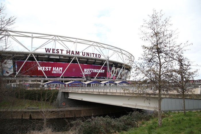 LONDON, ENGLAND - FEBRUARY 25: A general view outside the stadium prior to the Premier League match between West Ham United and Nottingham Forest at London Stadium on February 25, 2023 in London, England. (Photo by Steve Bardens/Getty Images)