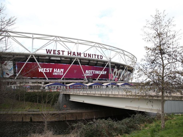 LONDON, ENGLAND - FEBRUARY 25: A general view outside the stadium prior to the Premier League match between West Ham United and Nottingham Forest at London Stadium on February 25, 2023 in London, England. (Photo by Steve Bardens/Getty Images)