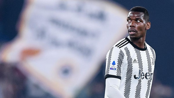 Paul Pogba of Juventus FC looks on during the Serie A match between AS Roma and Juventus FC at Stadio Olimpico on March 05 2023 in Rome, Italy (Photo by Giuseppe Maffia/NurPhoto via Getty Images)