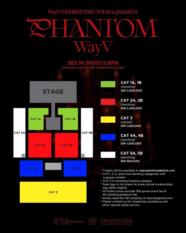 Ticket prices and seating plan for WayV's fanmeeting tour/ Photo: instagram.com/dyandraglobal